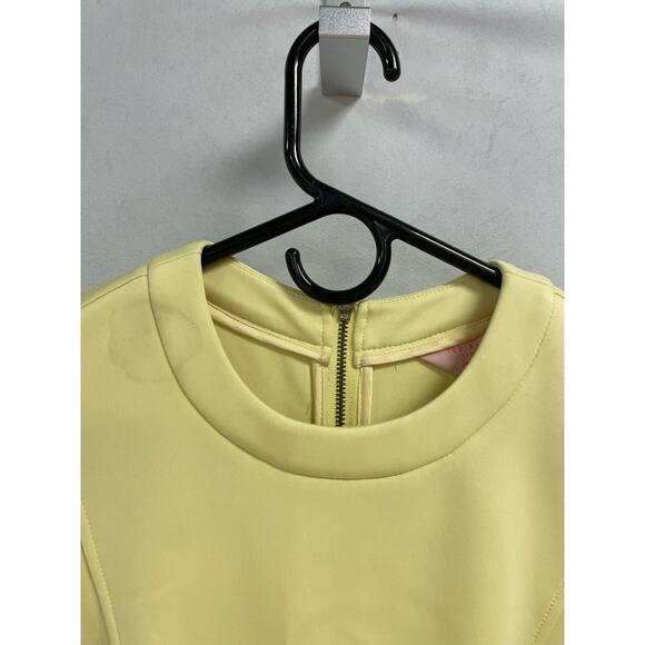 TED BAKER Nistee Skater Dress Cap Sleeve High Neck Pleat Lemon Women's 1 US4 - Picture 5 of 13